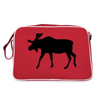 Elch Silhouette Schweden Urlaub Skandinavien - Retro Tasche - Rot/Weiß - Hinten
