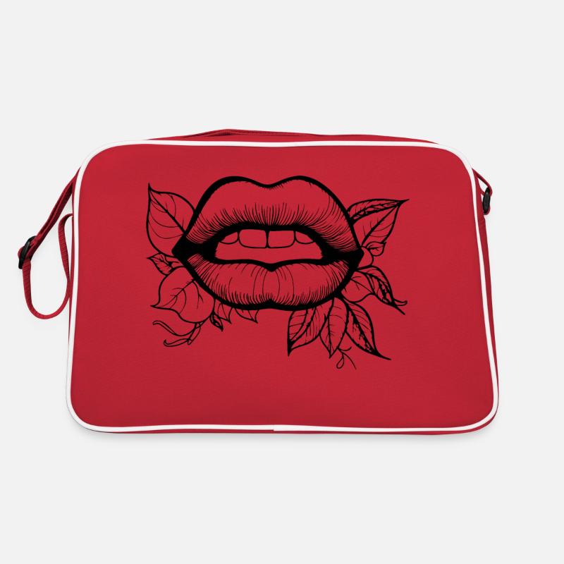 Lèvres, bouche, baisers lèvres Sac Retro