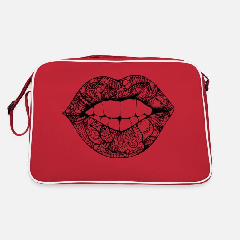 Lèvres, bouche, baisers lèvres Sac Retro