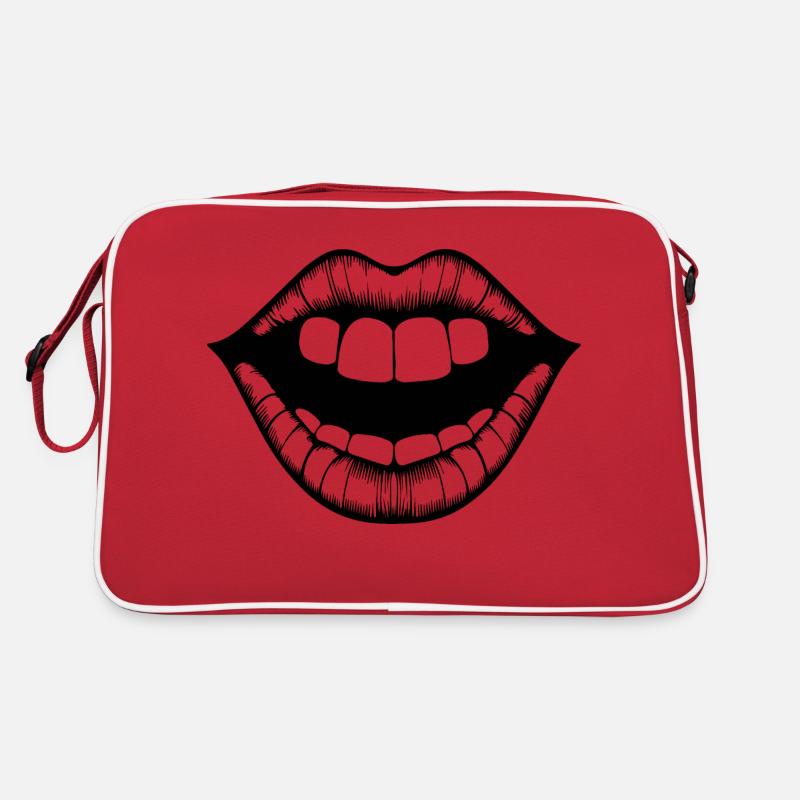 Lips, mouth, kissing lips Retro Bag