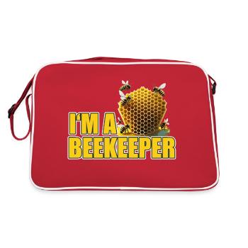 I’m a Beekeeper cool proud logo design - Retro Bag - red/white - Back
