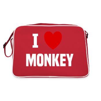 Ich liebe Monkey - Retro Tasche - Rot/Weiß - Hinten
