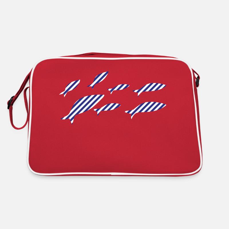 poisson sardine marinière - Sac Retro - rouge/blanc