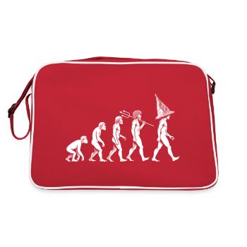 Steampunk Evolution mit Aluhut - Retro Tasche - Rot/Weiß - Hinten