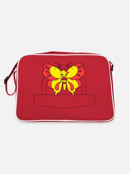 papillon coloré | Champ d’écriture >vectorgraphique - Sac Retro - rouge/blanc - Dos