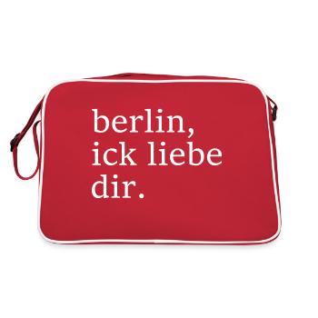 berlin, ick liebe dir. - Dialekt - Mundart - Retro Tasche - Rot/Weiß - Hinten
