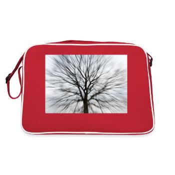 Silhouette of a bare tree with a round treetop - Retro Bag - red/white - Back