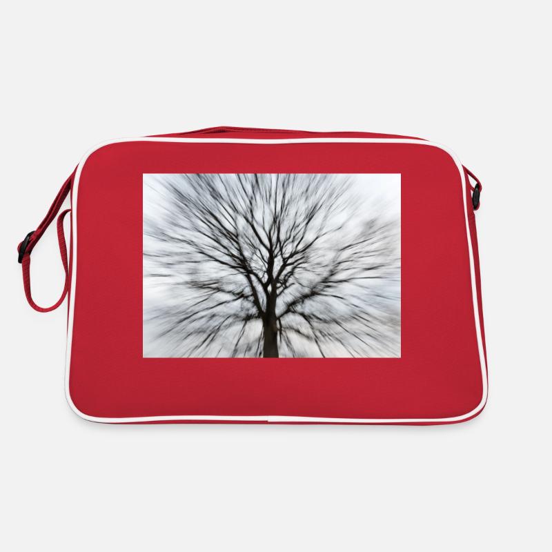 Silhouette eines kahlen Baumes mit runder Baumkrone Retro Tasche