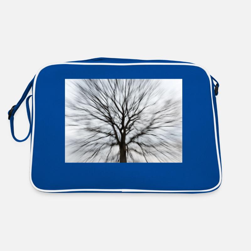 Silhouette eines kahlen Baumes mit runder Baumkrone Retro Tasche