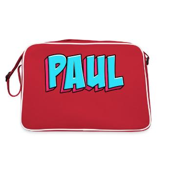 Namen Motiv: Paul - Retro Tasche - Rot/Weiß - Hinten
