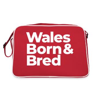 Wales, Born & Bred, UK - Retro Bag - red/white - Back
