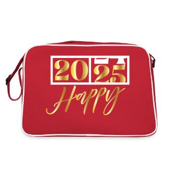 2025 Happy - Conception amusante du réveillon du Nouvel An - Sac Retro - rouge/blanc - Dos
