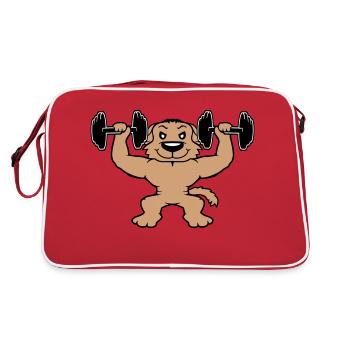 Chien Bodybuilder Muscles forts Gym Haltérophilie - Sac Retro - rouge/blanc - Dos