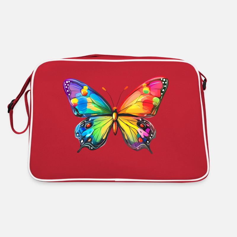 Schmetterling Regenbogen Retro Tasche