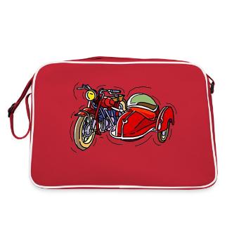 Moto avec side-car 3 - Sac Retro - rouge/blanc - Dos