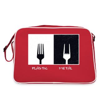 Plastic Metal Vinatge Gift Music Fork - Retro Bag - red/white - Back