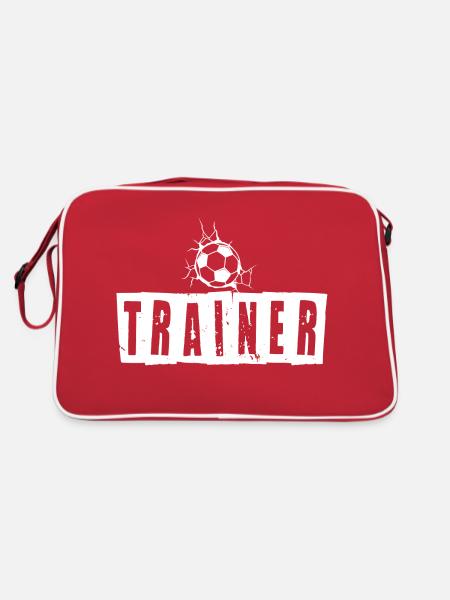 Trainer Fußball Fußballtrainer - Retro Tasche - Rot/Weiß - Hinten