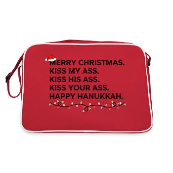 Frohe Weihnachten Küssen Sie meinen Küssen Sie seinen Küssen Sie - Retro Tasche - Rot/Weiß - Hinten