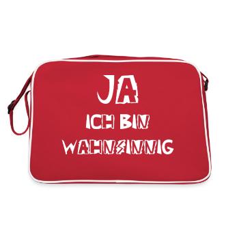 Ja ich bin wahnsinnig - Retro Tasche - Rot/Weiß - Hinten