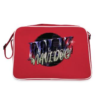 Adorable Beagle Funny Dino Bike Moon Dogwalking - Retro Bag - red/white - Back