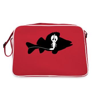 Barsch mit Creature Bait - schwarz - Retro Tasche - Rot/Weiß - Hinten