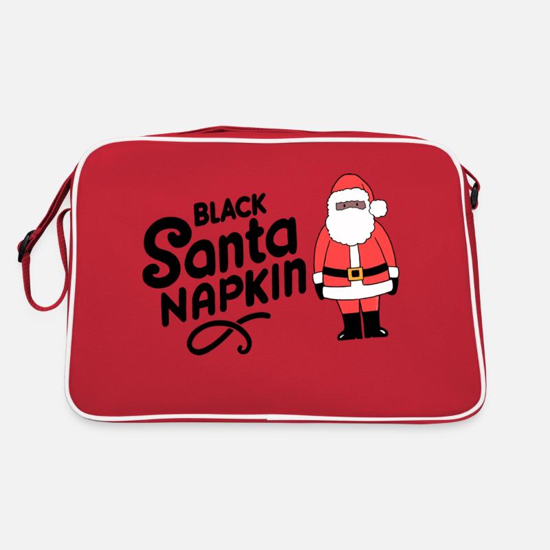 Serviette de table noire Père Noël Sac Retro