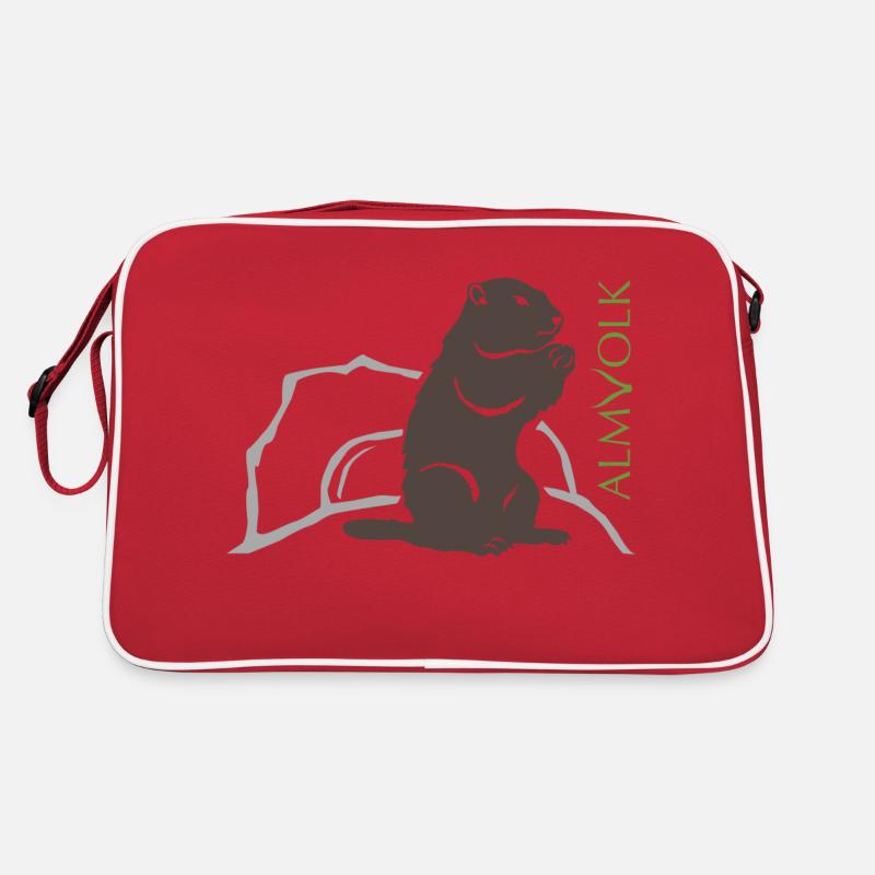 ALMVOLK Murmeltier - Retro Tasche - Rot/Weiß