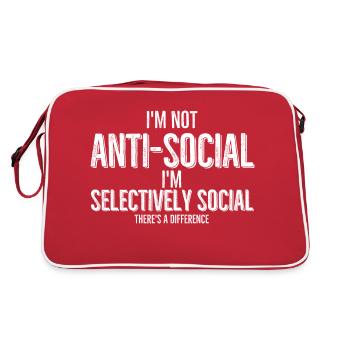 I'm Not Anti Social I'm Selectively Social - Retro Bag - red/white - Back
