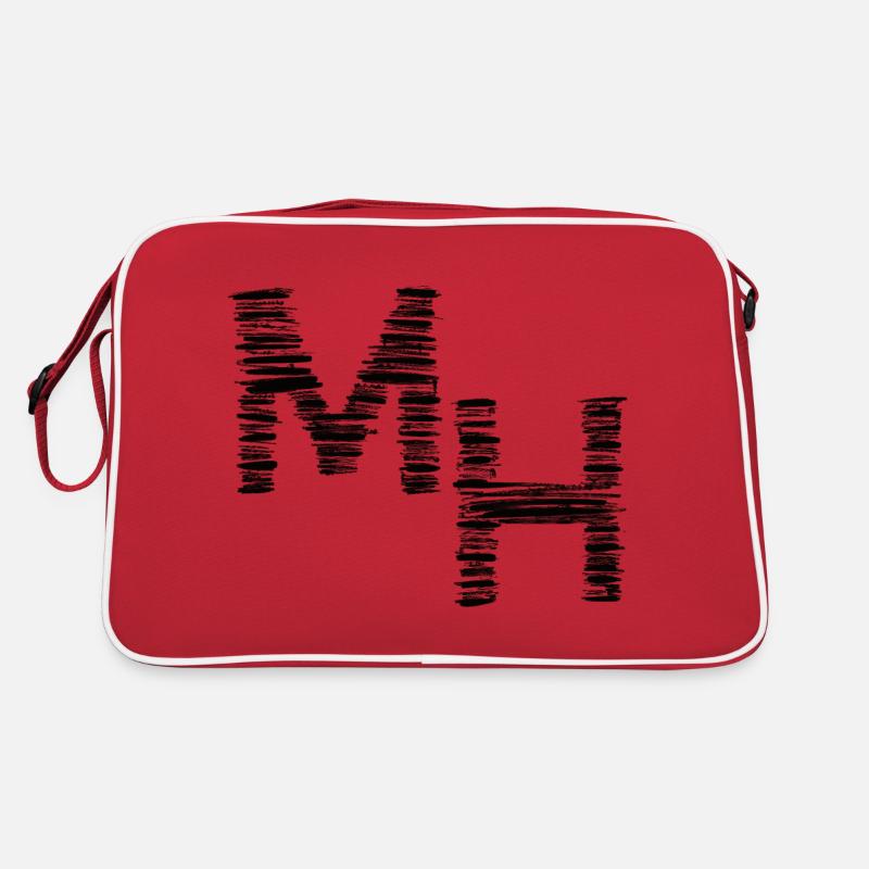 abstract hand-painted monogram, letters M H Retro Bag