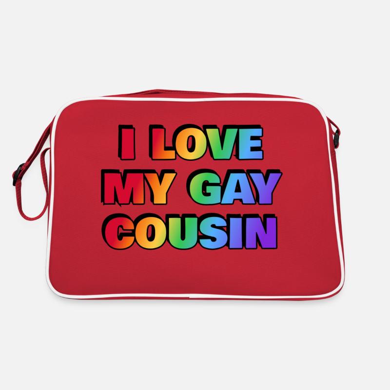 Ich liebe meinen schwulen Cousin - Pride Regenbogenfarben Retro Tasche