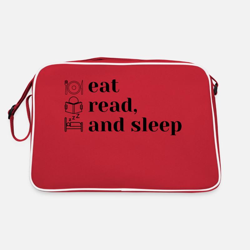 Eat, read and sleep - Retro Tasche - Rot/Weiß
