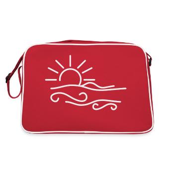 Coucher de soleil au bord de la mer / lac - Sac Retro - rouge/blanc - Dos