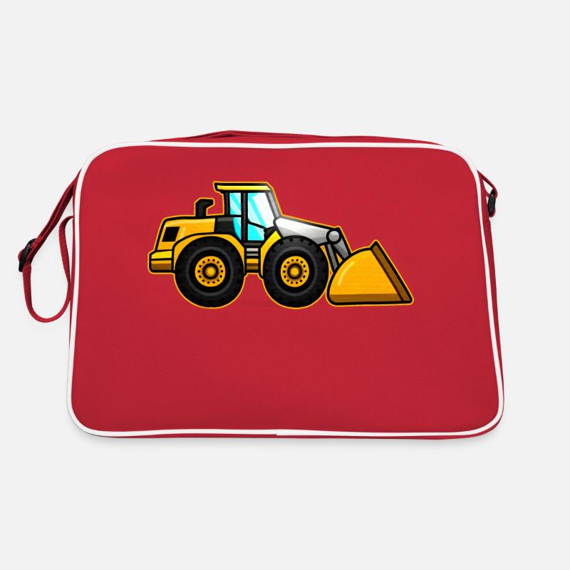 Gelber Radlader - Retro Tasche - Rot/Weiß