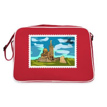 Art contemporain aquarelle signée - Sac Retro - rouge/blanc - Dos
