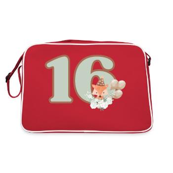 16e anniversaire renard fleurs - Sac Retro - rouge/blanc - Dos