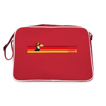 Toucan and Stripes - Retro Tasche - Rot/Weiß - Hinten