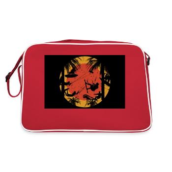 Logo de kitesurf au coucher du soleil - Sac Retro - rouge/blanc - Dos