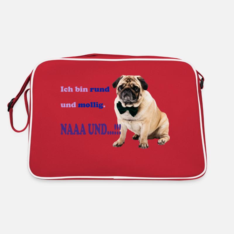 Mops rund und mollig Retro Tasche