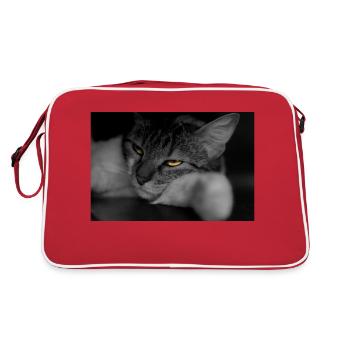 The cat with the terrible look - Retro Bag - red/white - Back