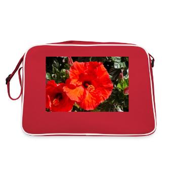 Hibiscus rosa-sinensis auch Chinesischer Hibiskus - Retro Tasche - Rot/Weiß - Hinten
