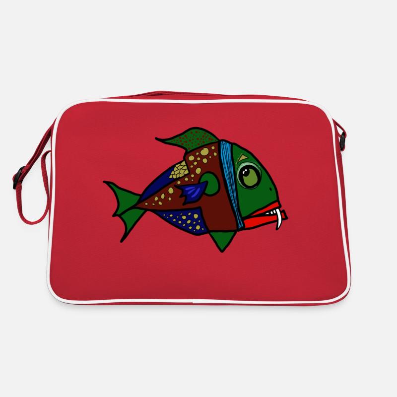 fisch anglerfisch - Retro Tasche - Rot/Weiß