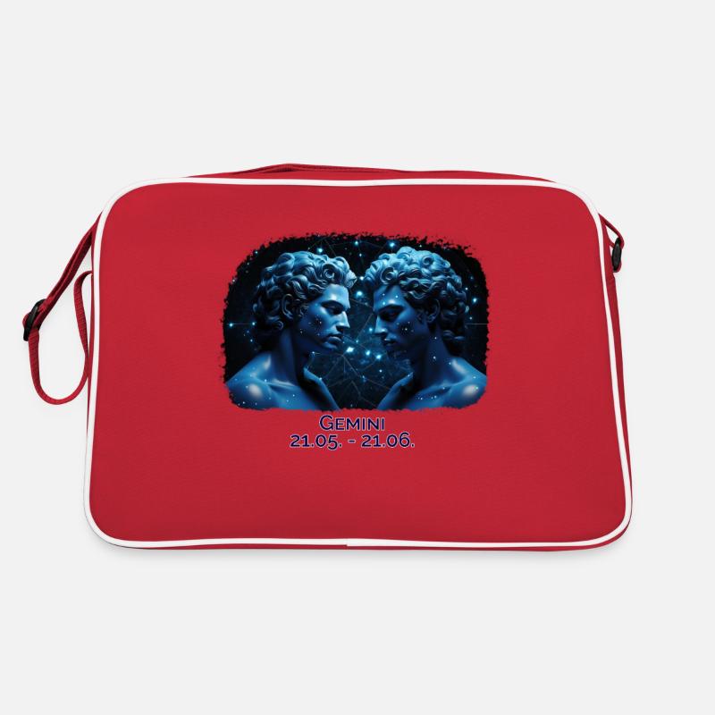 Sternzeichen Zwilling M Datum - Retro Tasche - Rot/Weiß