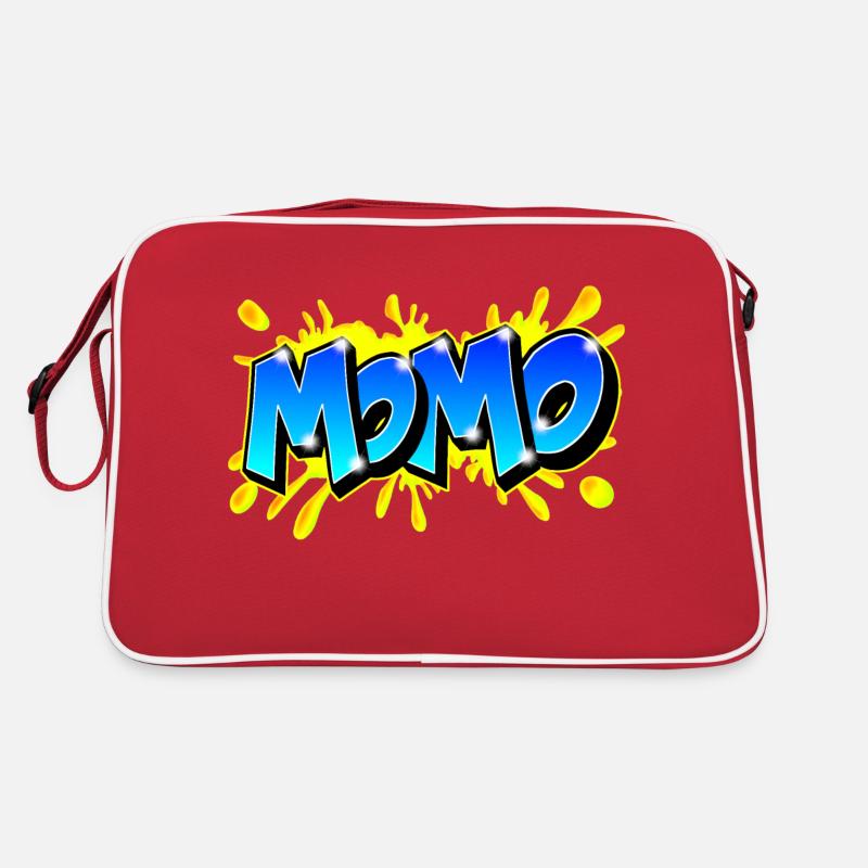 Graffiti Name MOMO druckbar auf alles - Retro Tasche - Rot/Weiß