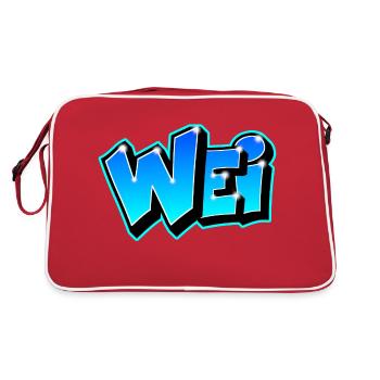 Graffiti prénom WEI imprimable sur Tout - Sac Retro - rouge/blanc - Dos
