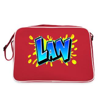 Graffiti "LAN" Printable on any medium! - Retro Bag - red/white - Back