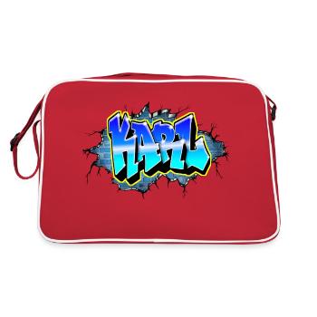 Graffiti KARL Fissure briques bleues - Sac Retro - rouge/blanc - Dos