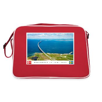 Buntes Brückenmotiv mit Datum und Flaggen - Retro Tasche - Rot/Weiß - Hinten