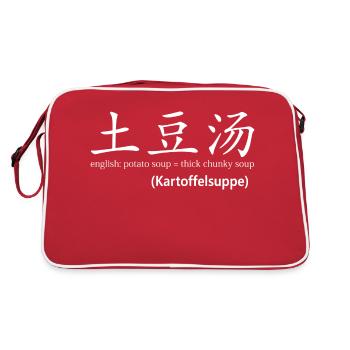 Kartoffelsuppe (chinesisch) - Retro Tasche - Rot/Weiß - Hinten