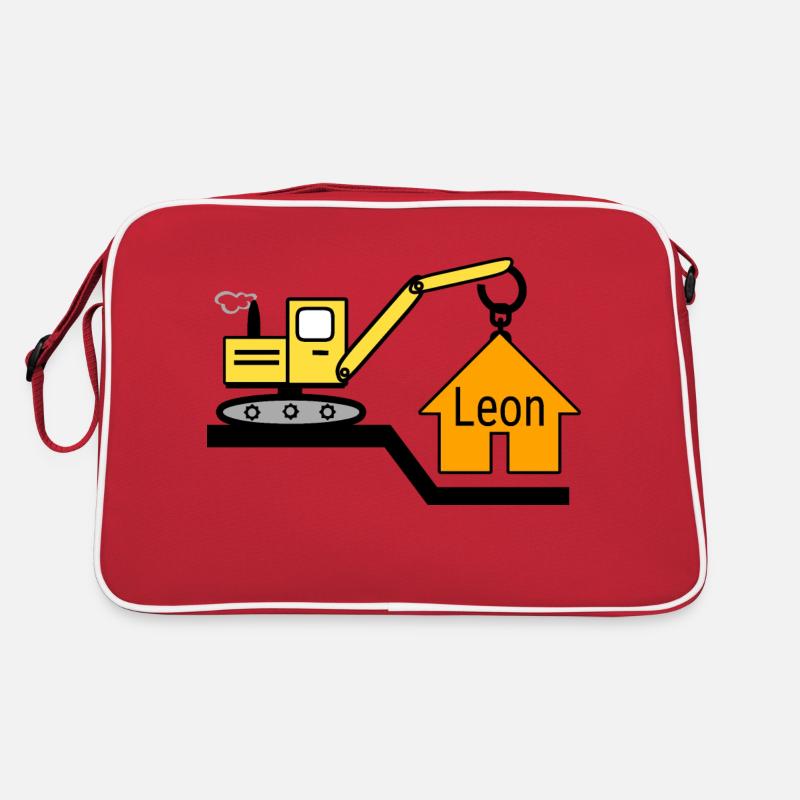 Bagger - Retro Tasche - Rot/Weiß
