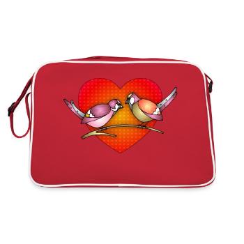 Vögel - Retro Tasche - Rot/Weiß - Hinten